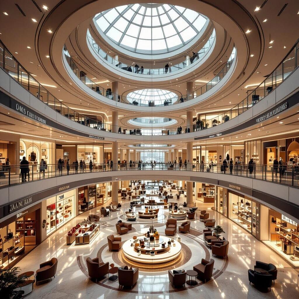 Grand Circular Atrium Commercial Complex in Photorealistic 3...