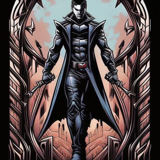 Superhero Vampire in Comic Book Art Style