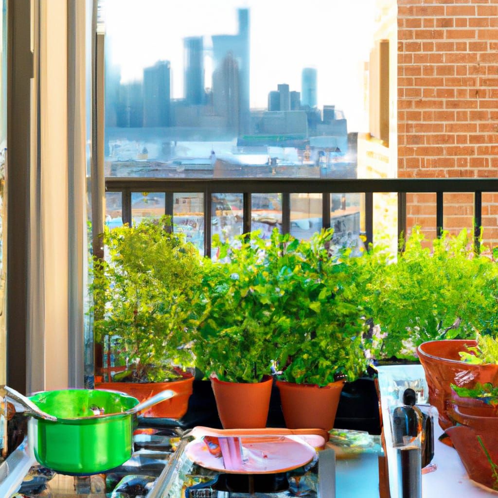 Lush Rooftop Garden at Sunrise: Hyperrealistic Photography