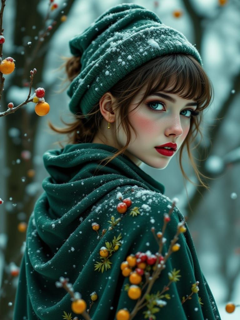 Ethereal Winter Goddess in a Dusk Cathedral