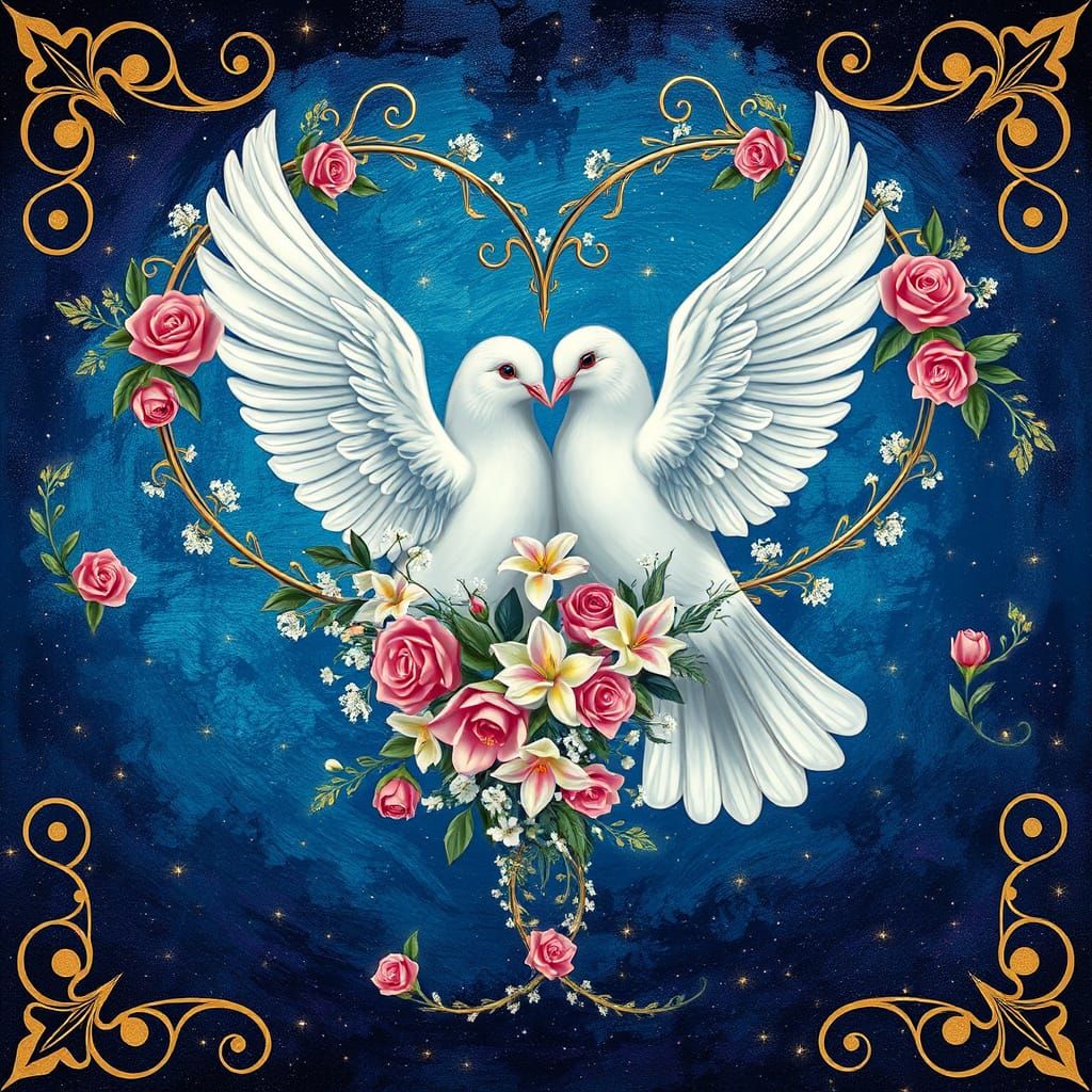 Romantic Symbolist Art of Enchanted Doves