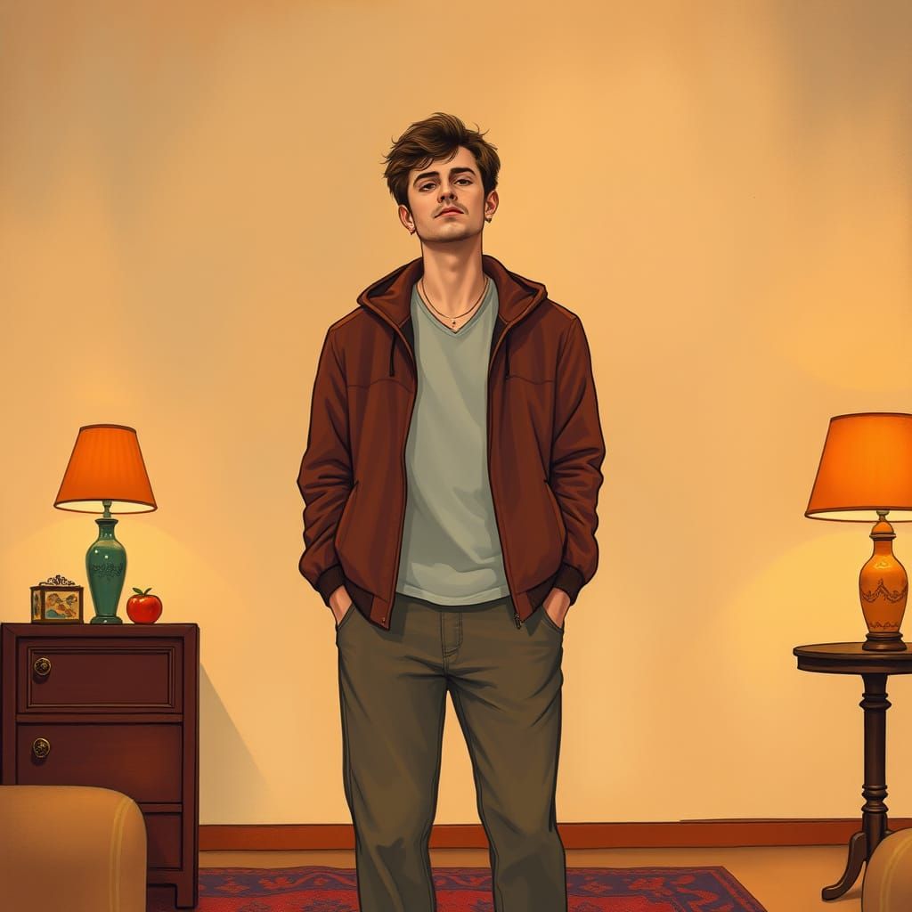 Person in Relaxed Pose in Vibrant Illustrative Style