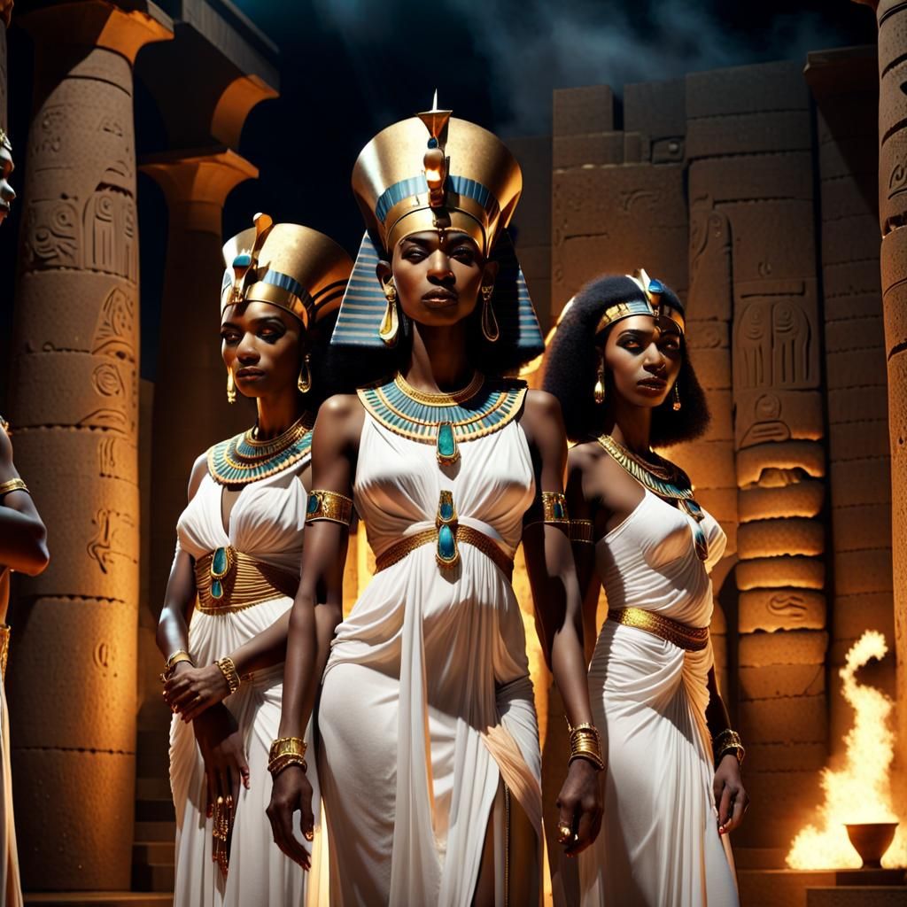 Egyptian Women in Firelight: Manga Scan Style