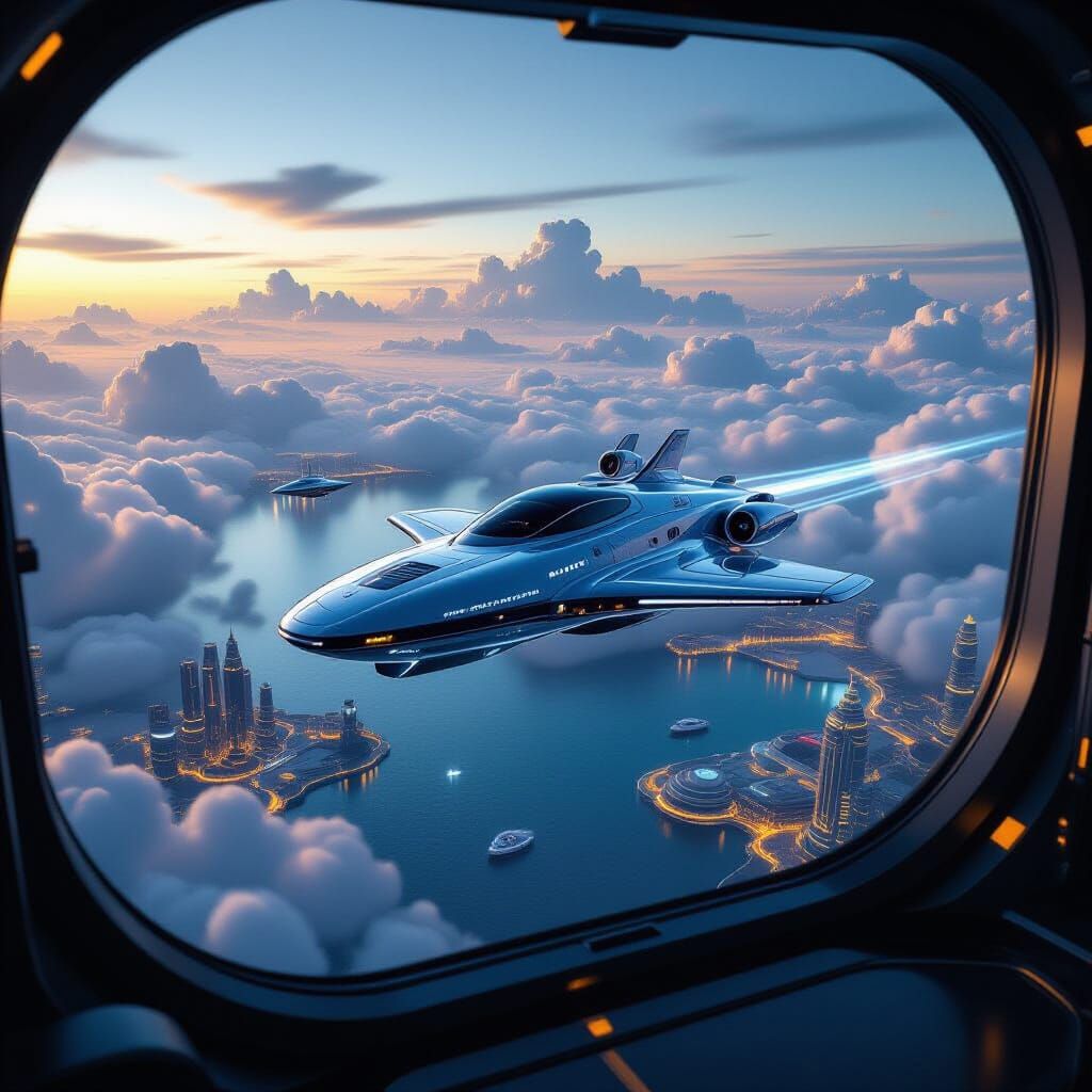 Luxury Space Cruise Liner Ambassador Lounge View of Vibrant ...