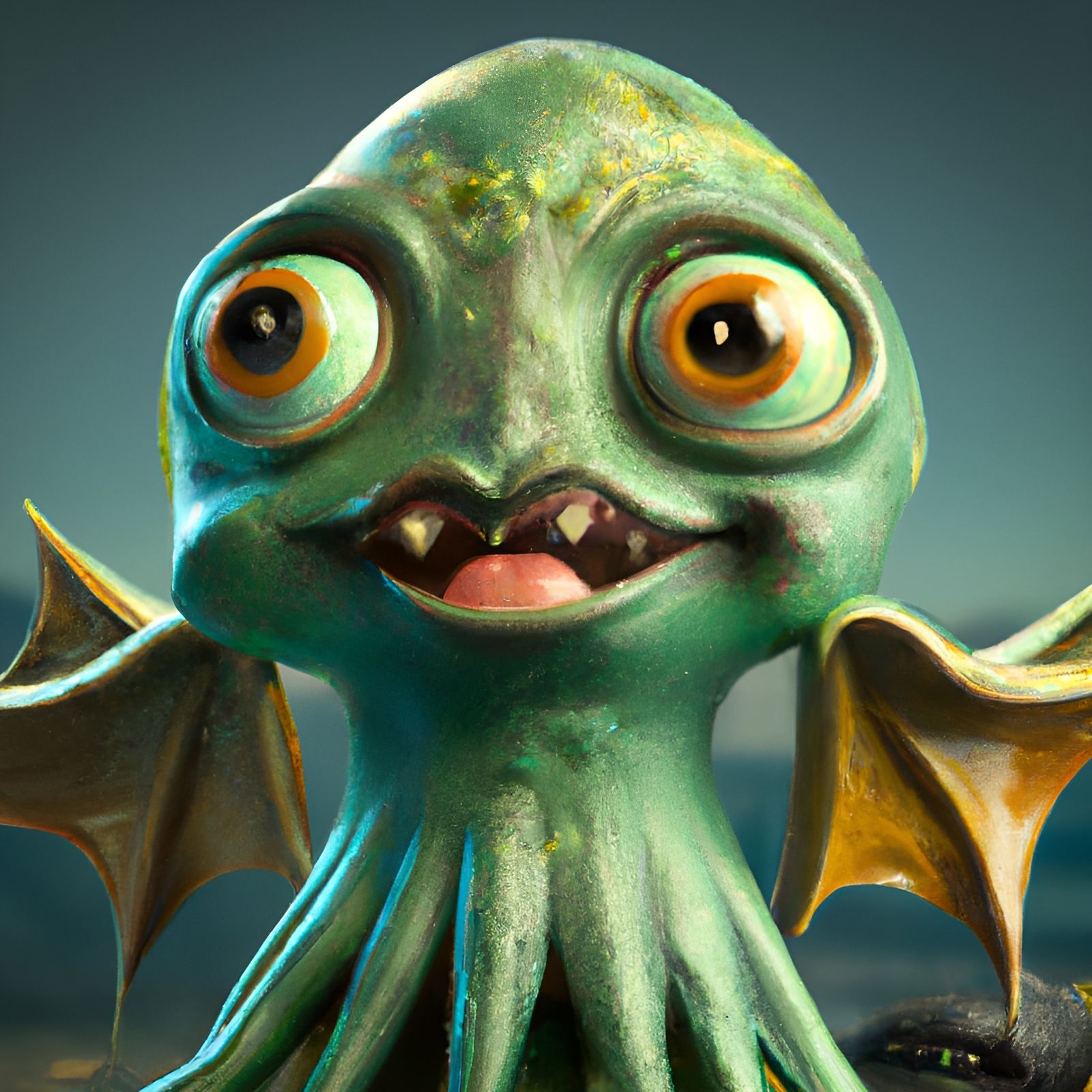 Adorable Cthulhu Portrait in Claymation Style