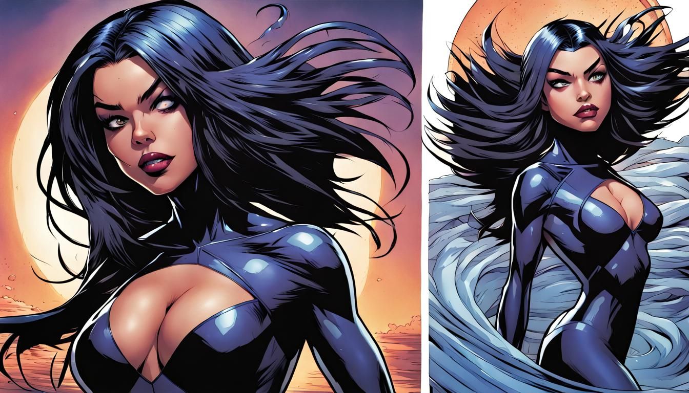 Raven in Swimsuit, Comic Book Art Style