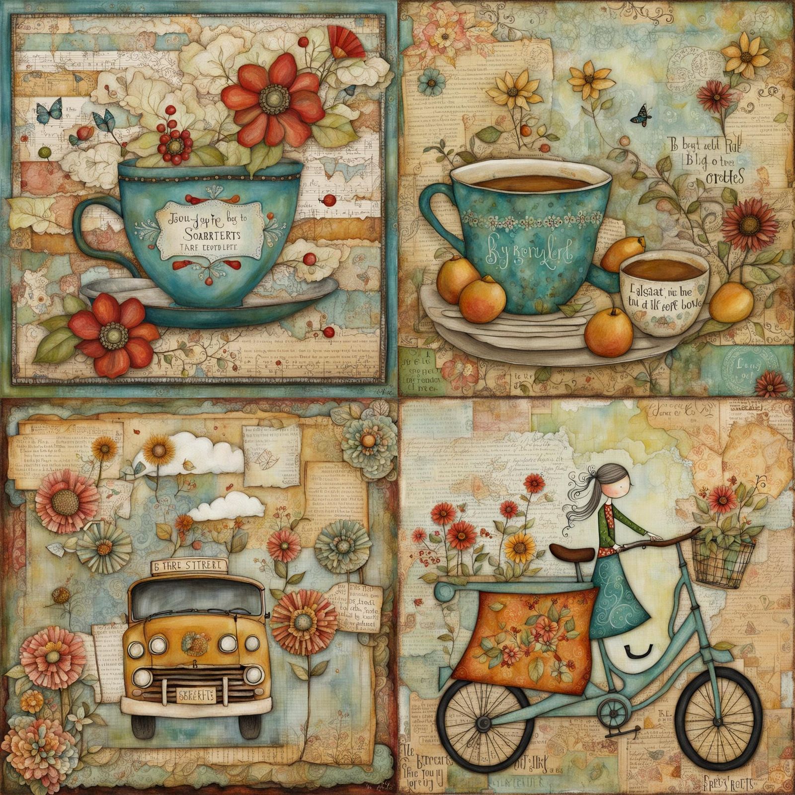 Mixed Media Portrait with Flowers