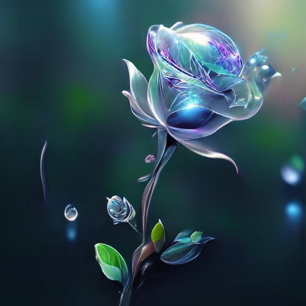 Intricate Glass Rose in a Magical World