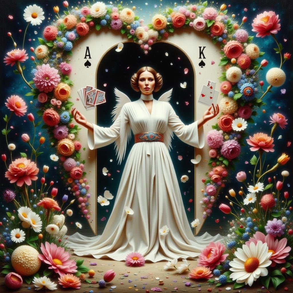 Regal Princess Emerges from Whimsical Playing Card Portal in...