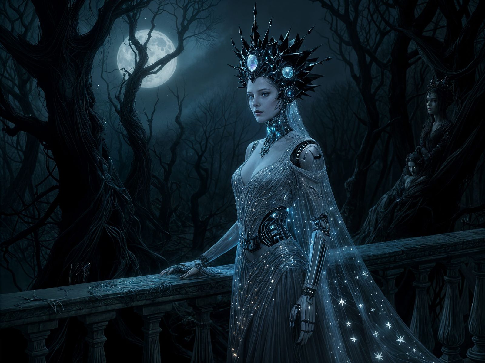 Robotic Queen of the Night in Dark Fairytale Style