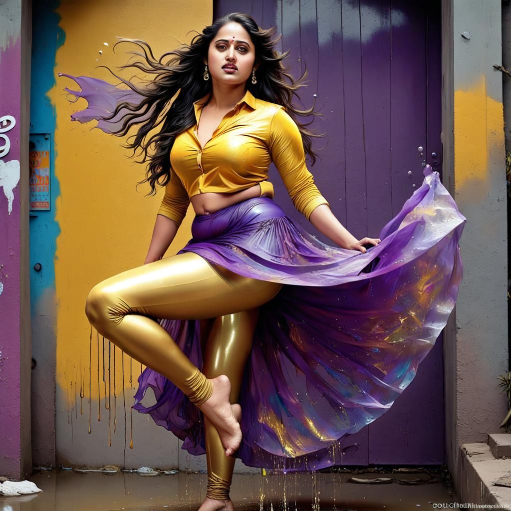 Voluptuous Woman in Graffiti Street Art Style