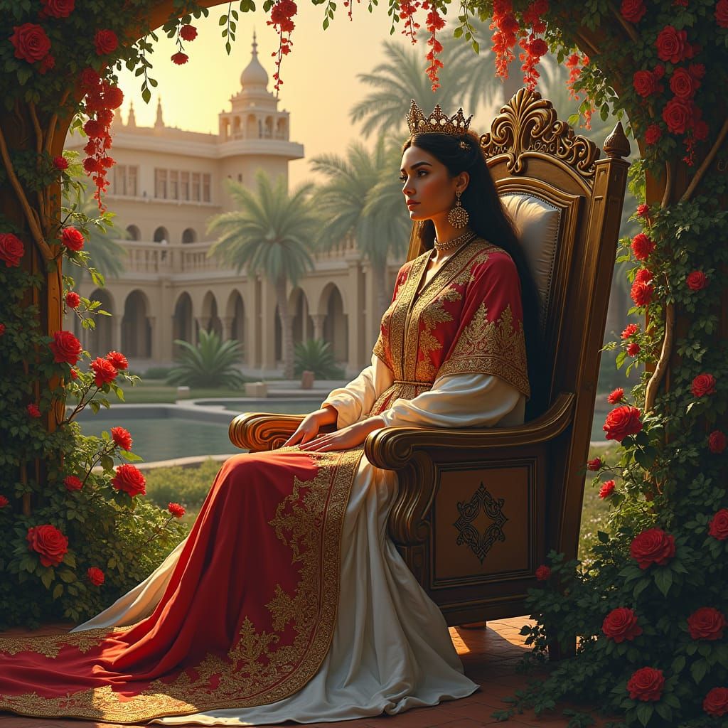 Queen on Thorny Throne in Bahrain Twilight