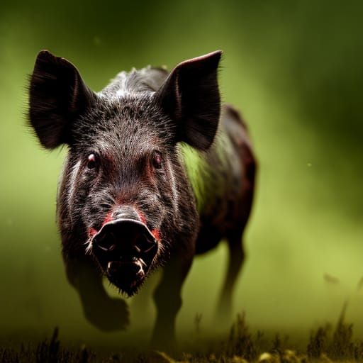 Wild Boar Attack: Dark Fantasy Art
