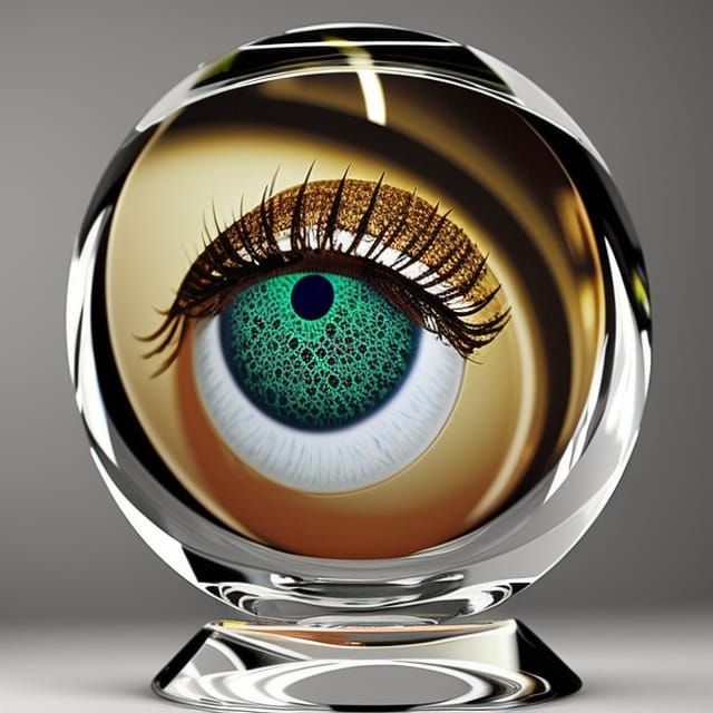 Eye in Crystal Ball: Hyperrealistic Low-Poly Render