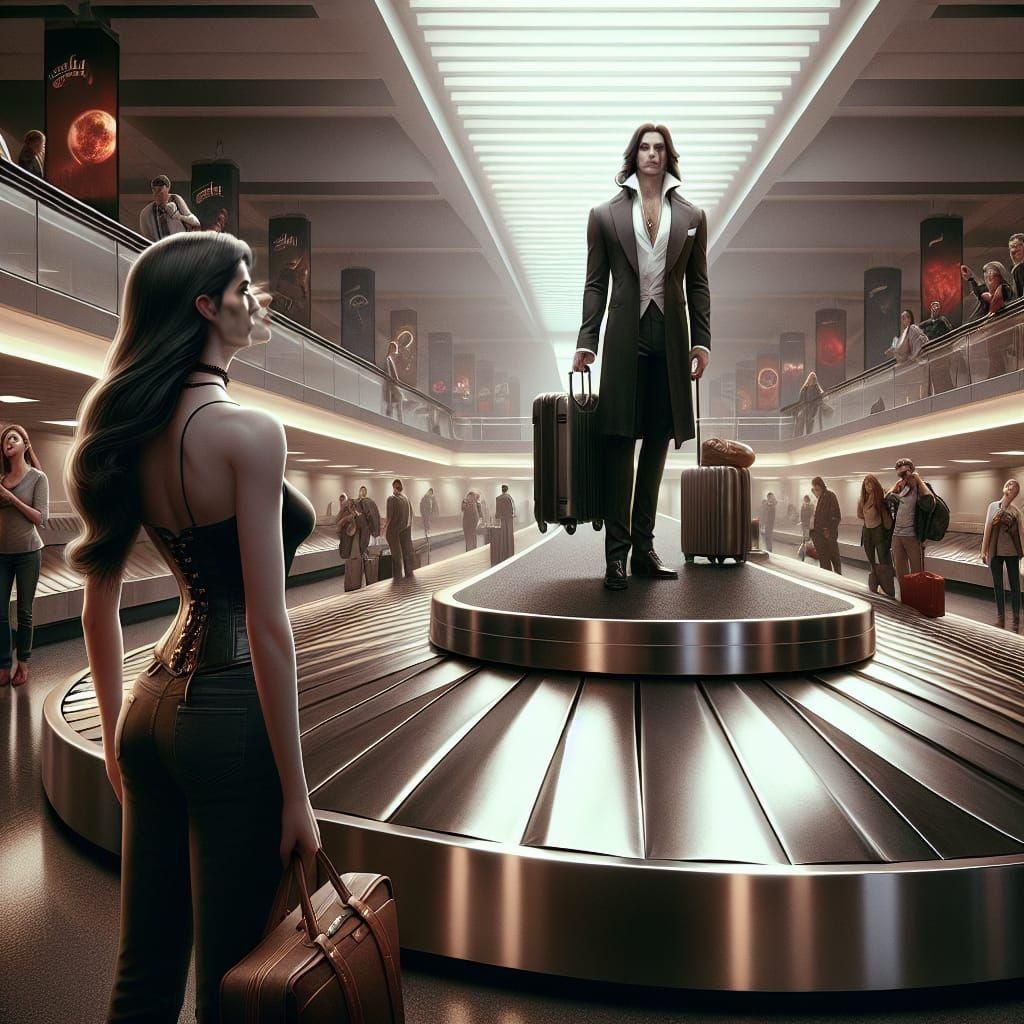 Vampire Royalty Meet in Airport Baggage Claim