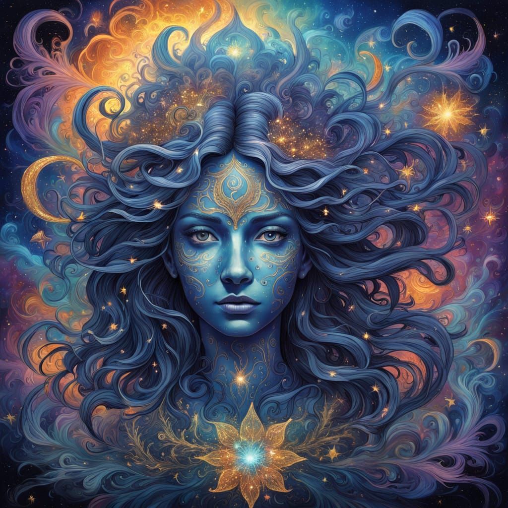 Ethereal Cosmic Being in Vibrant Astral Realm