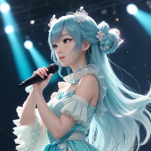 Japanese Idol Performs Under Dreamy Stage Lights in Pastel H...