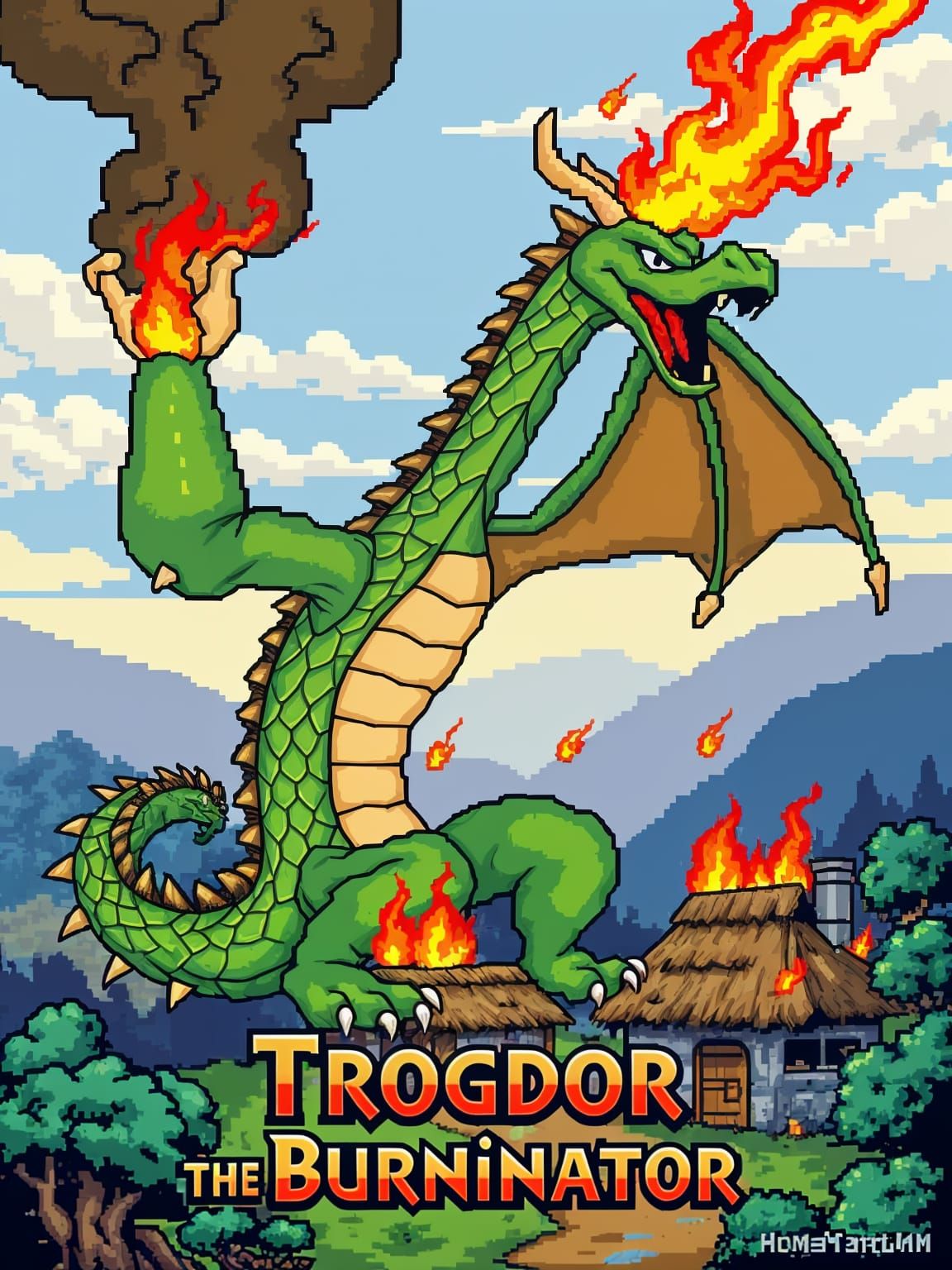 Retro Pixel Art: Trogdor the Burninator Attacks