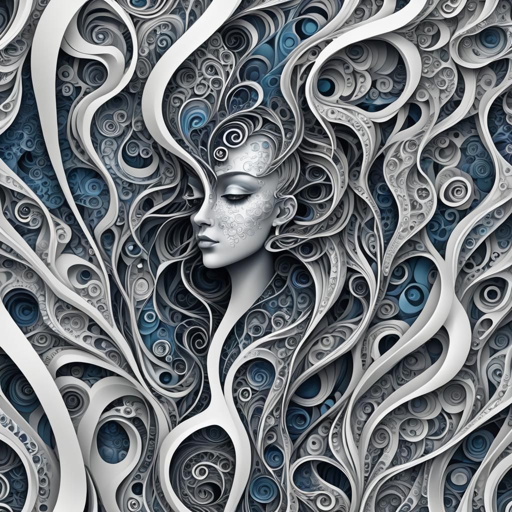 Abstract Fractal Art: Tall Woman, Heart, Love Vortex