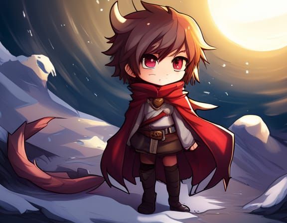 Chibi Dragon in Anime Key Visual Style