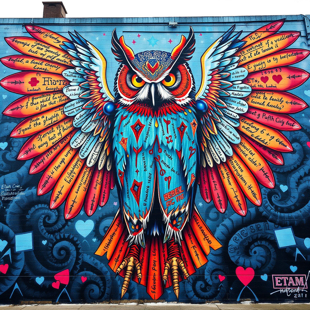 Street Art Mural: Wise Owl of Knowledge
