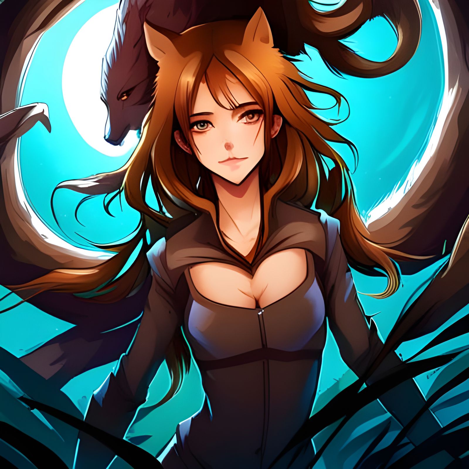 Animal Girl Goddess of the Hunt in Manhwa Style