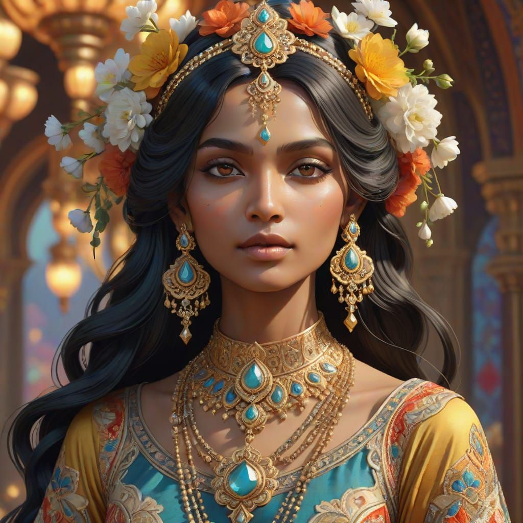 Indian Royalty in Luxurious Digital Art