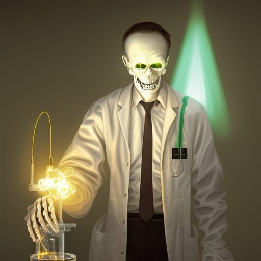 Sinister Glowing Scientist in Laboratory