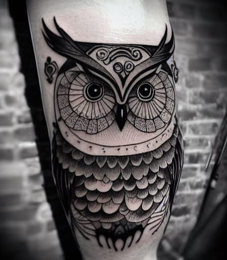 Majestic Owl: 1880s Gravure Tattoo Design