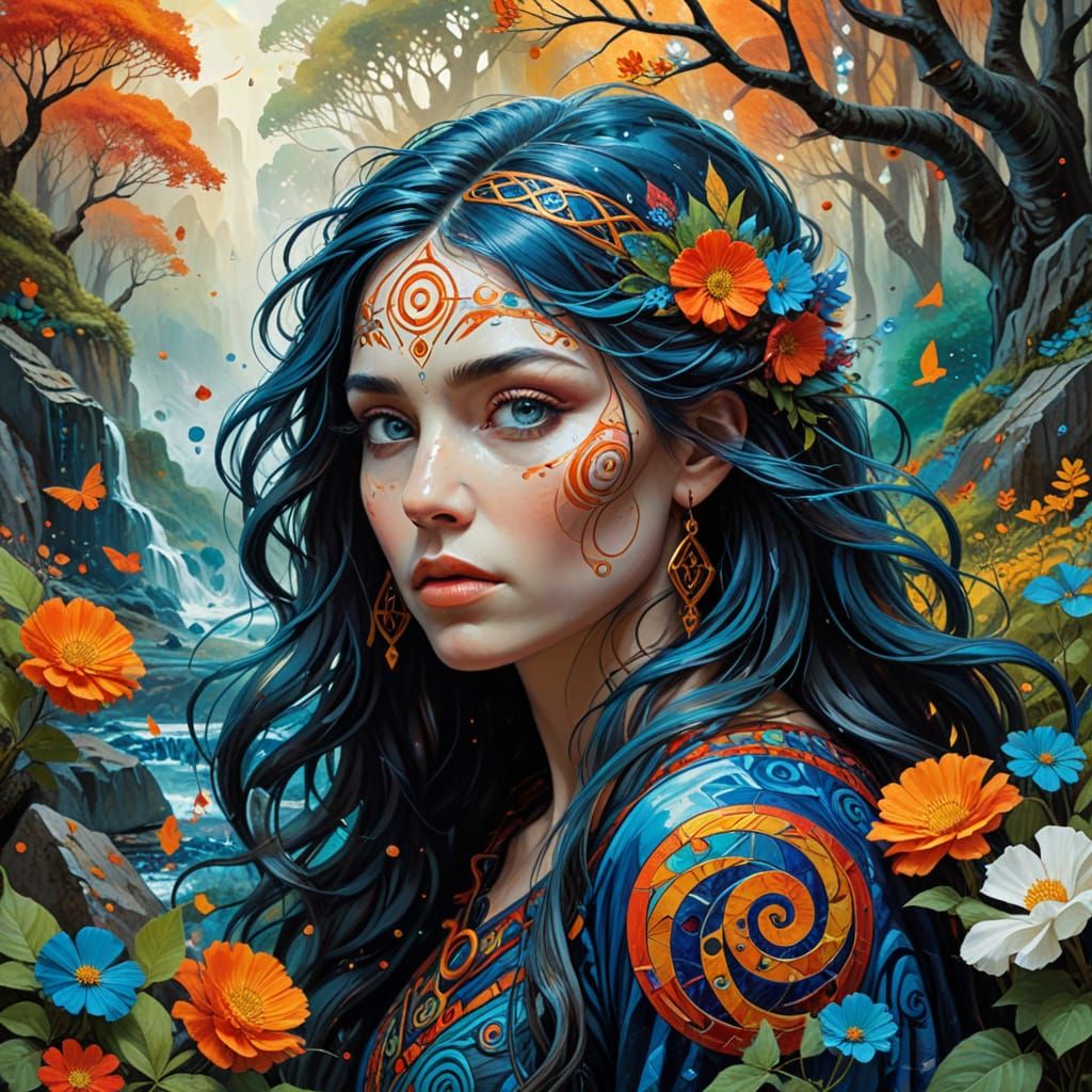 Mystical Forest Sage in Vibrant Pop Art Style