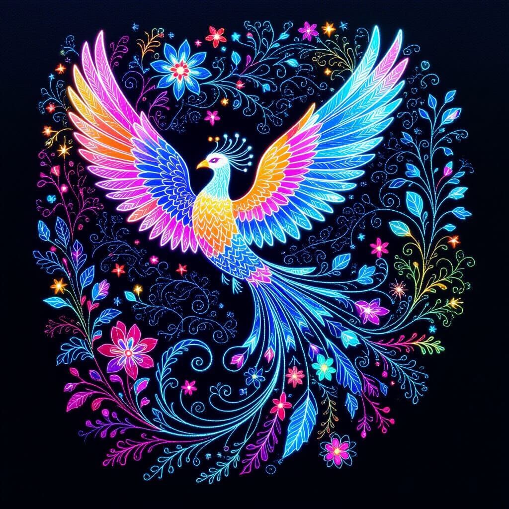 Luminous Embroidered Fantasy Landscape