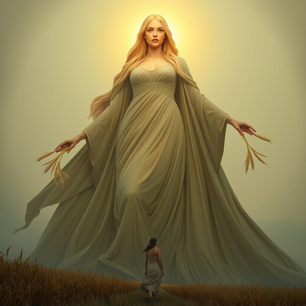 Goddess of the Harvest Radiates Warmth and Serenity