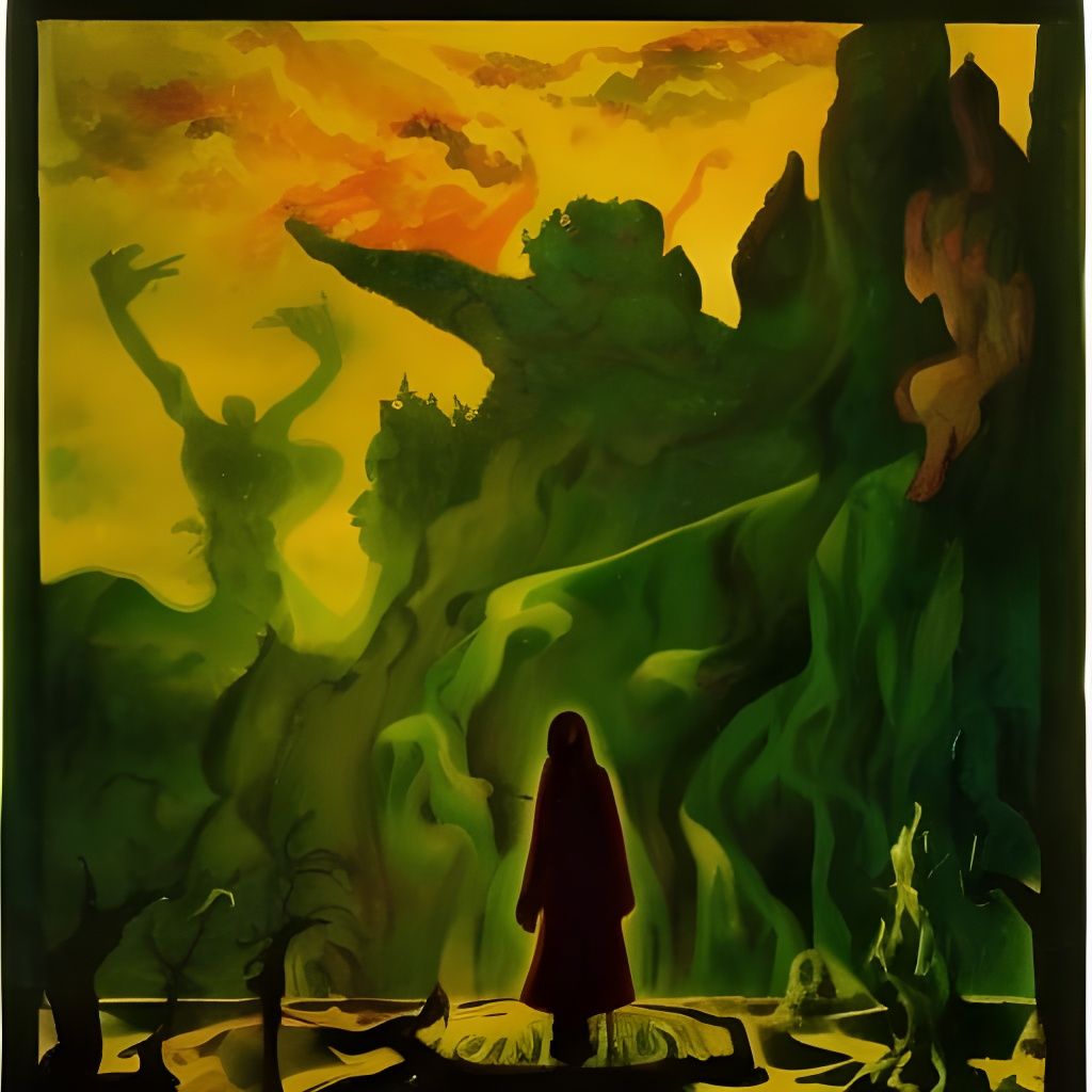 Creepy Island Vista in Post-Impressionist Style