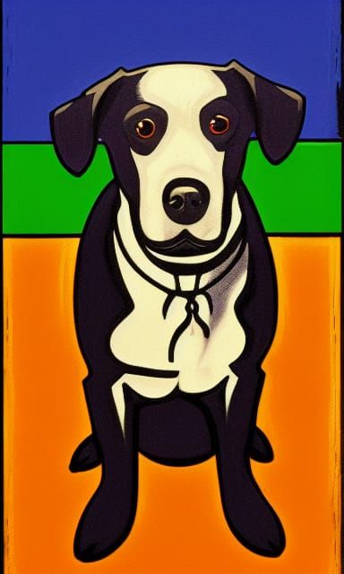 Black Dog Begging for Bacon in Pop Art Style