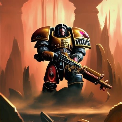 God Space Marine in Dark Fantasy Style