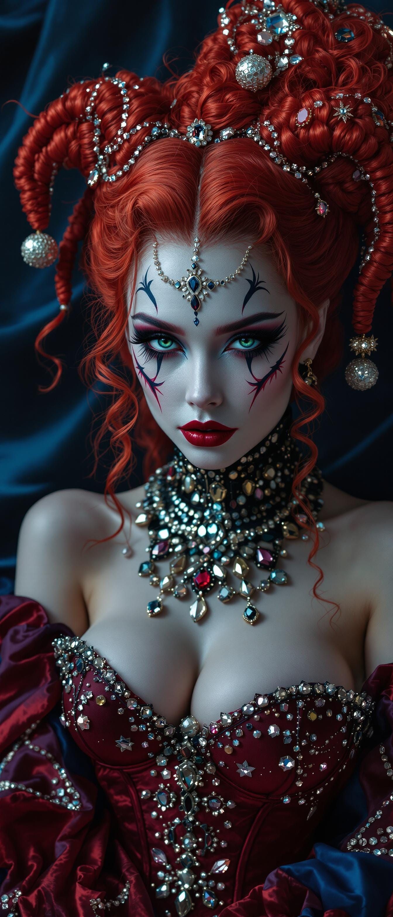 Harlequin Queen in Opulent Baroque Style