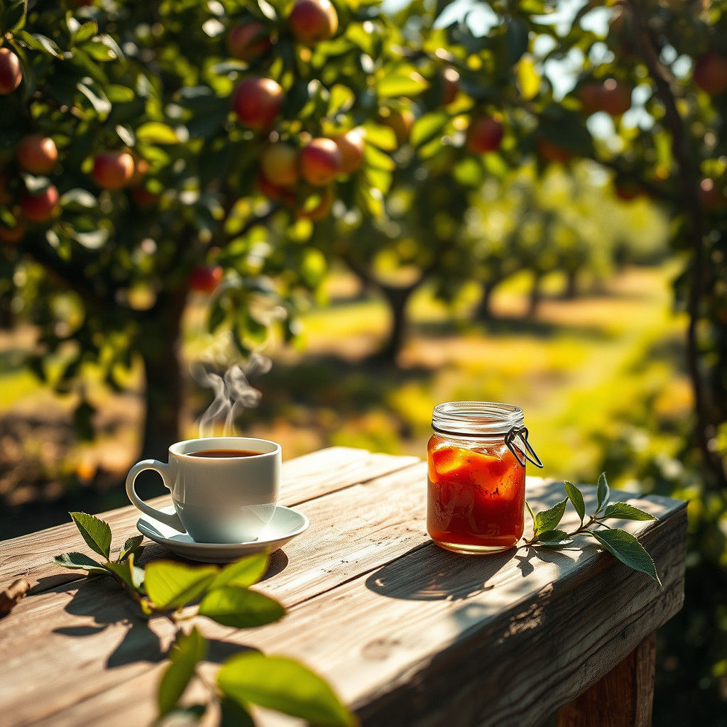 Orchard Still Life with Coffee and Apple Jam