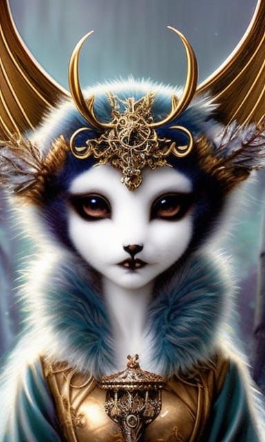 Druidic Artic Bear Girl Anime in Gothic Surrealism