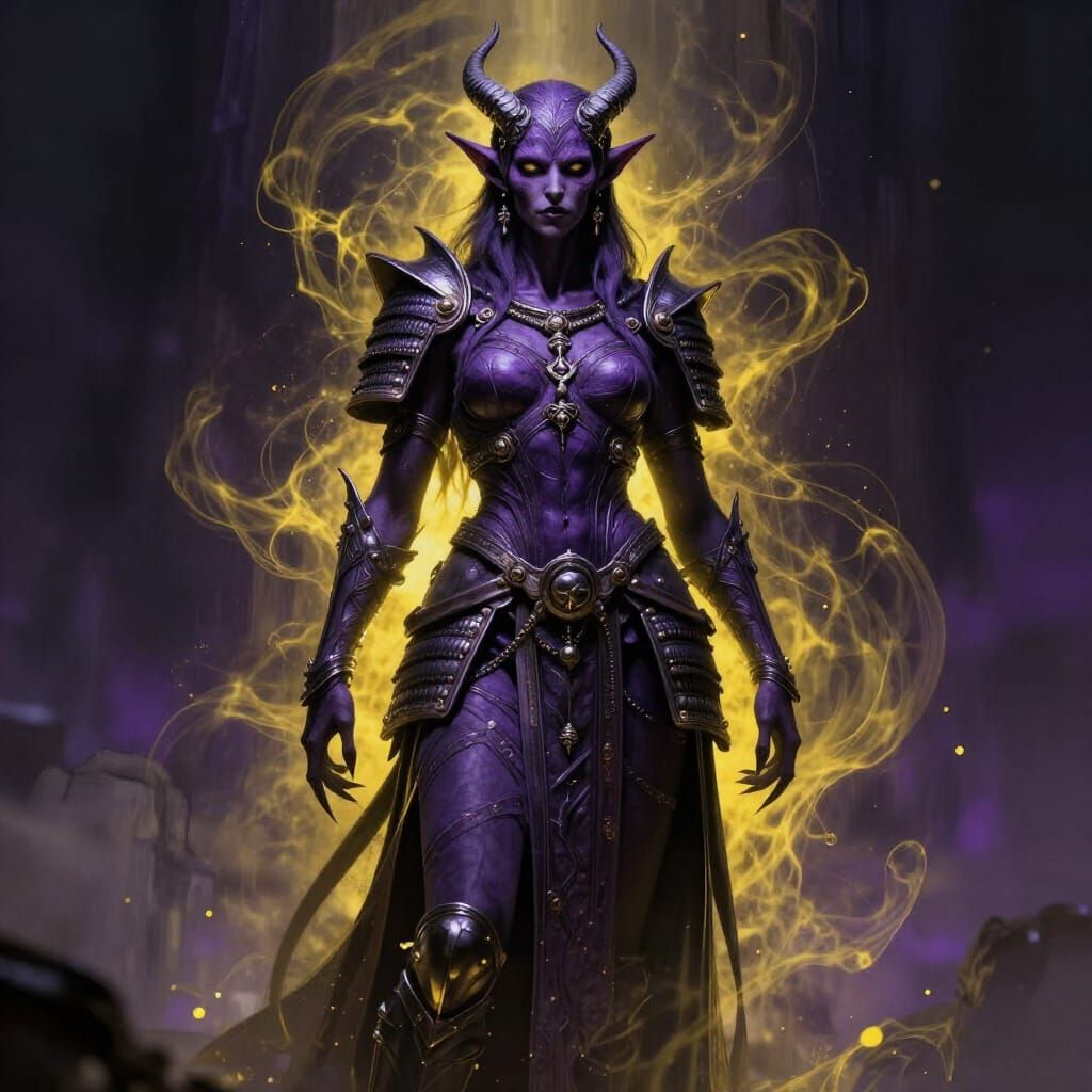 Demon Elf Goddess in Dark Fantasy Art Style