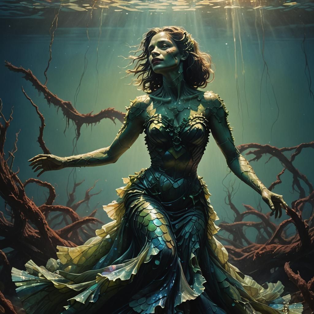 Creature from the Black Lagoon at Prom, Beksiński Style