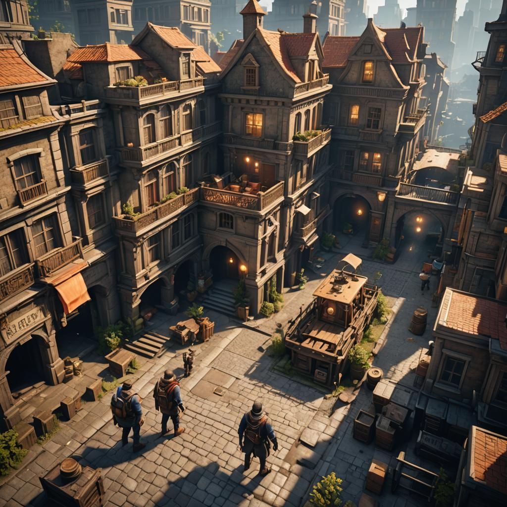 Treasure Hunters in a City: 3D Game Cinematic