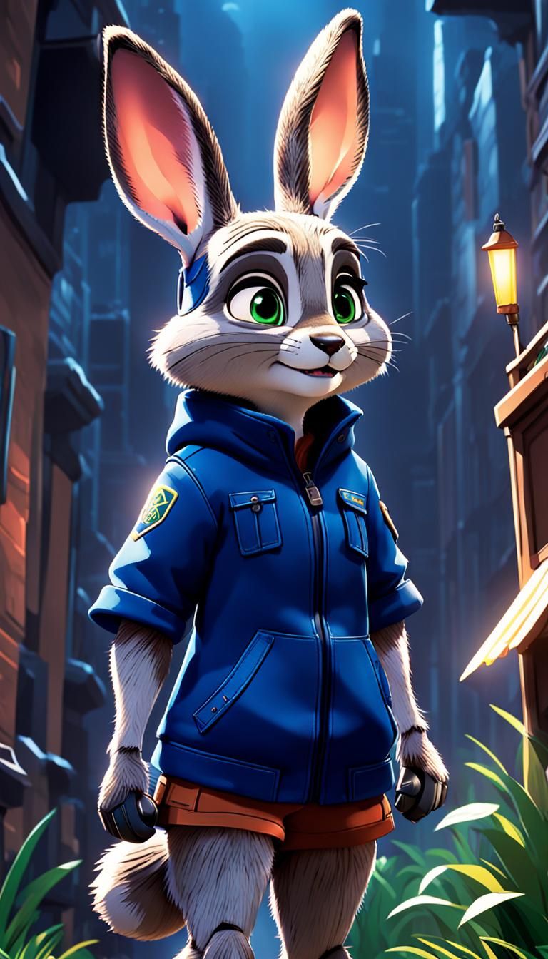Judy Hopps in Anime Style, Cel-Shaded Art