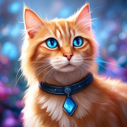 Blue-Eyed Cat: Detailed Matte Painting in 8k