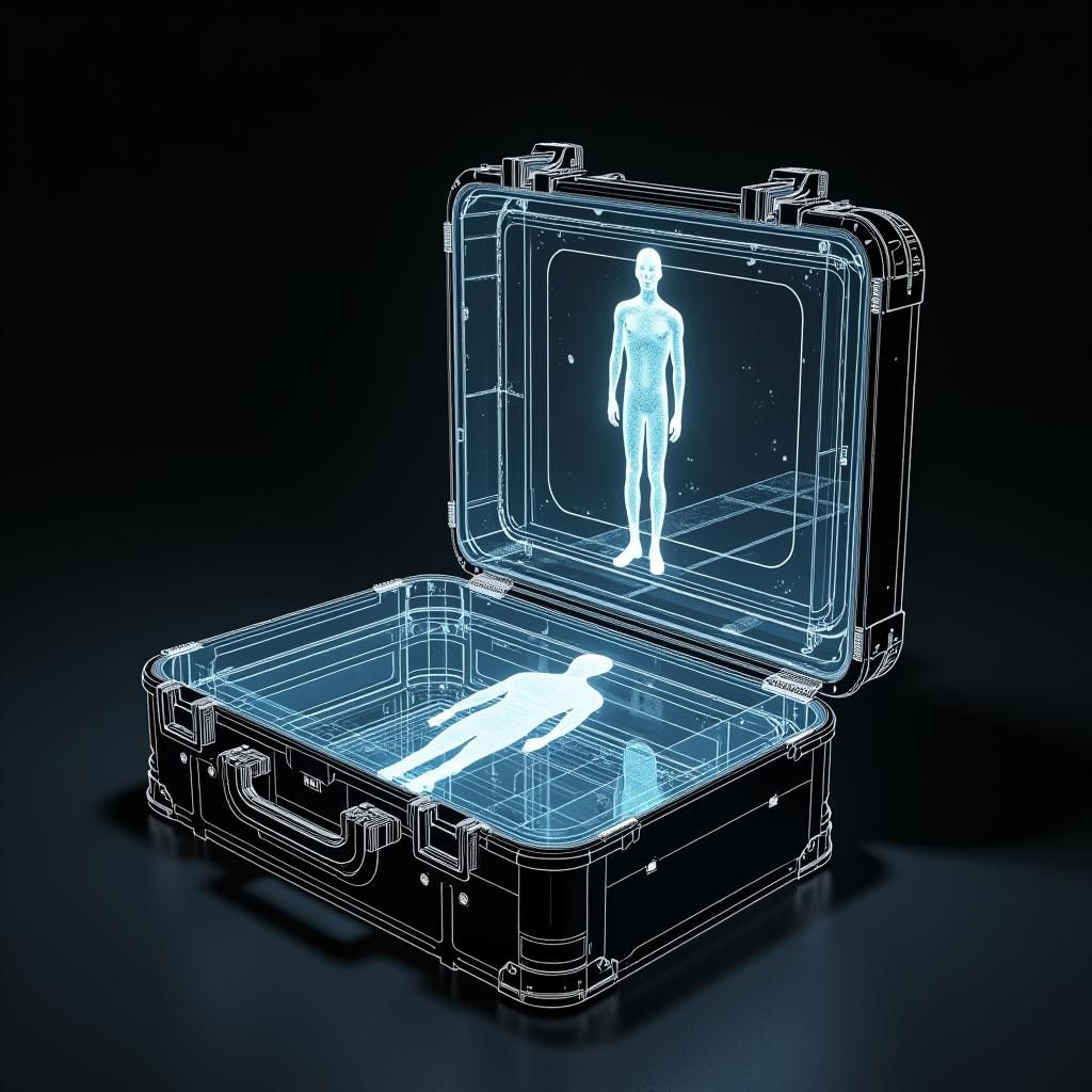 Suitcase Hologram Patent Illustration in 8K