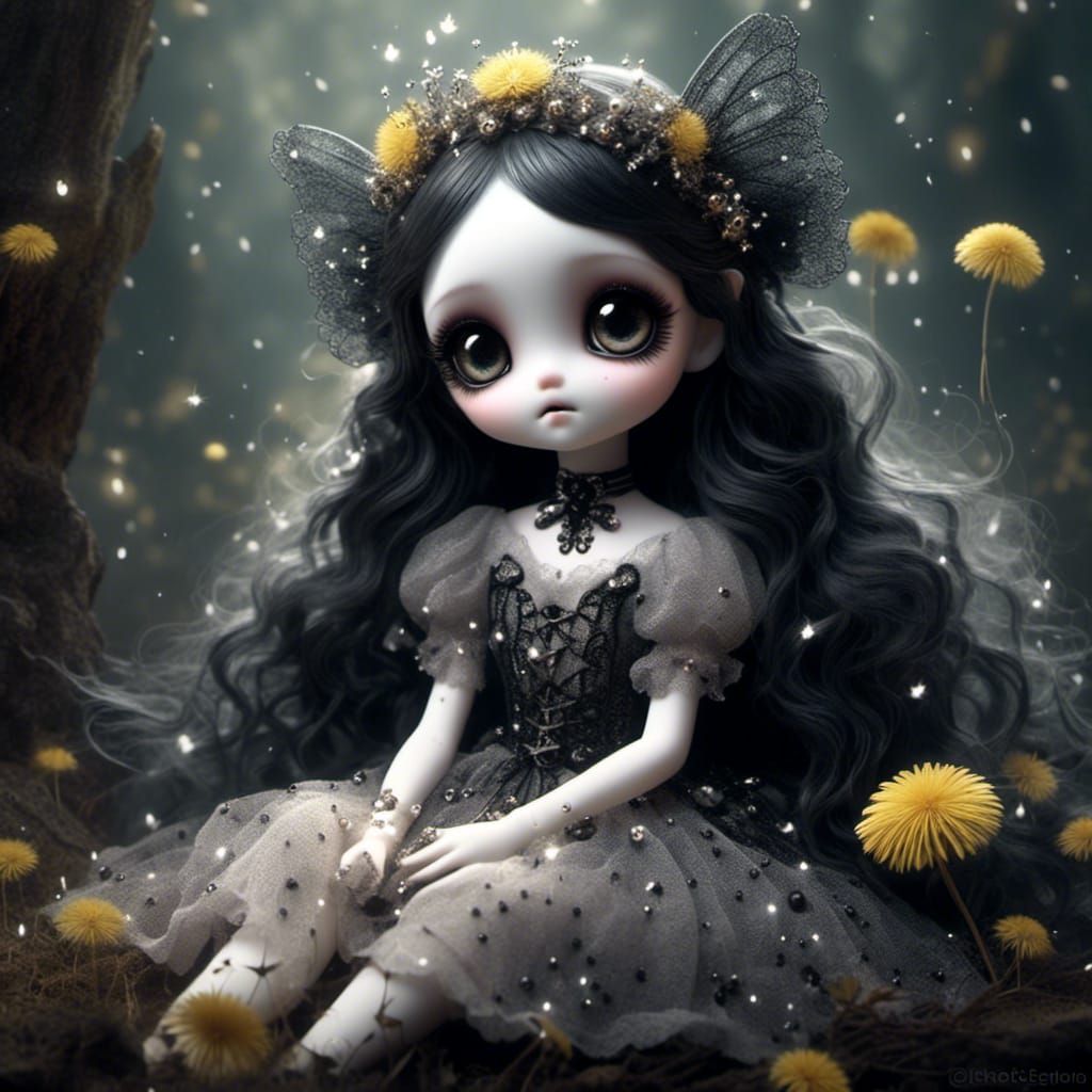 Gothic Dandelion Fairy Makes a Wish