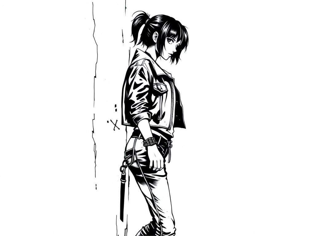 Expressive Punk Girl in Stencil Style