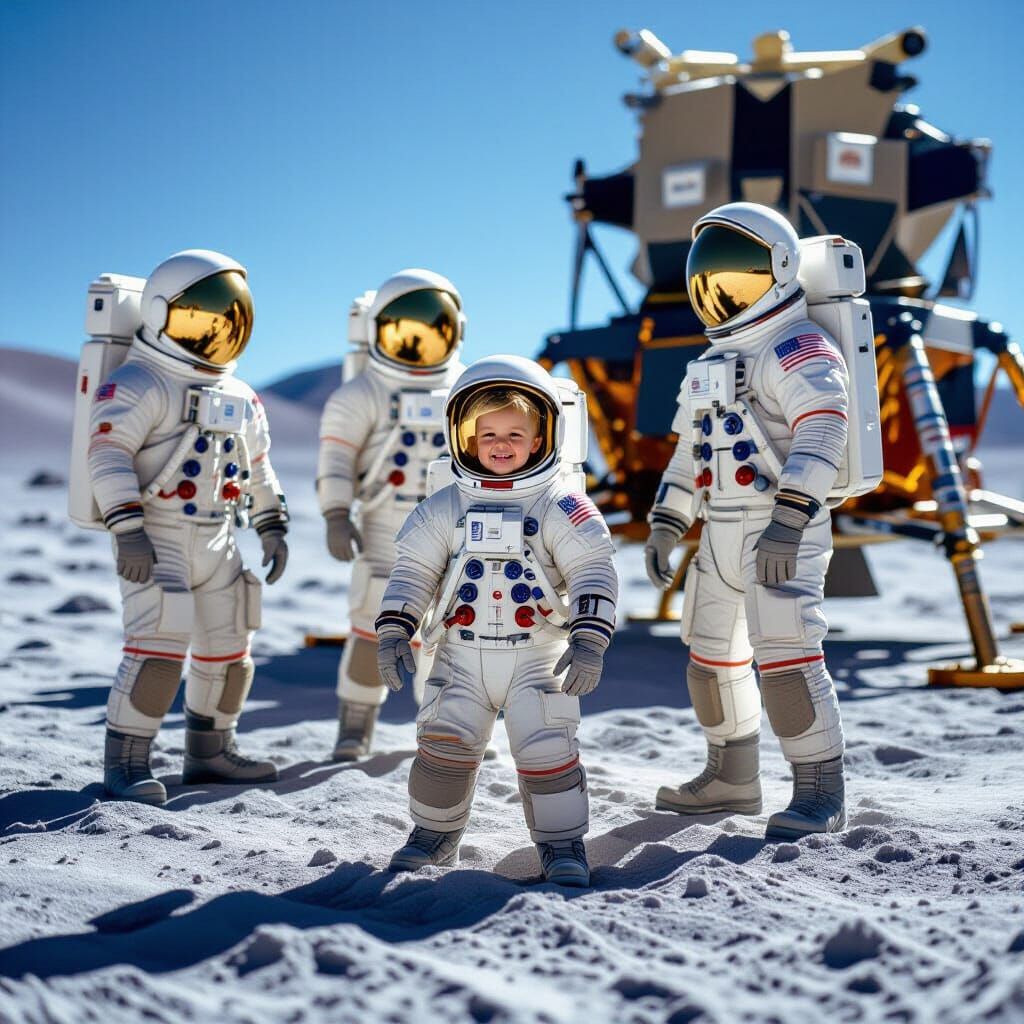 Boy Lands Safely on Moon with Armstrong & Aldrin