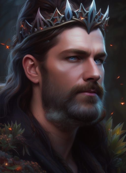 Fantasy Fairy King Portrait in Fairycore Style