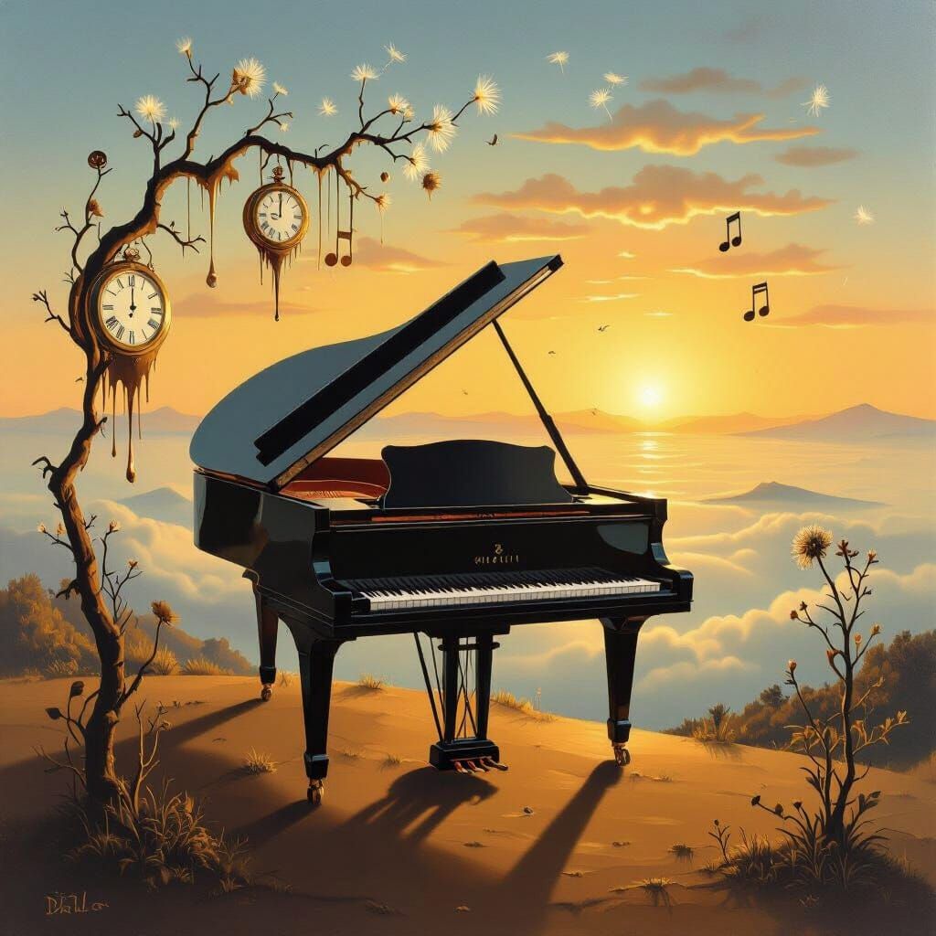 Surreal Musical Morning: Floating Piano & Melting Clocks