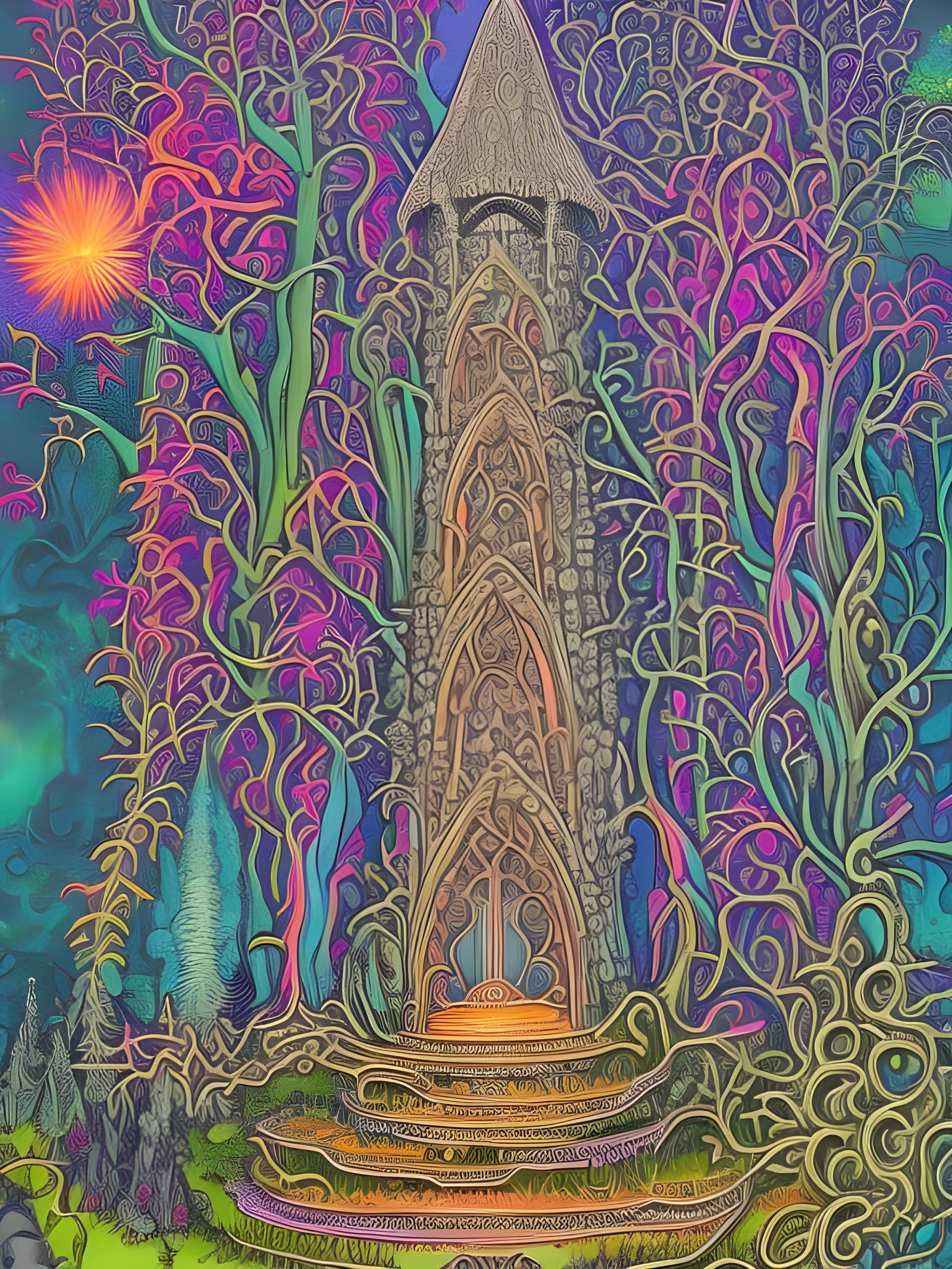 Elven Stronghold in Magical Mushroom Forest